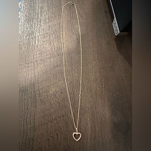 10K Rose Gold Heart Diamond Necklace - Picture 8 of 13